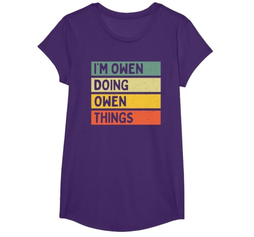 I'm Owen Doing Owen Things Funny Personalized Quote T-Shirt, Girls, Purple, Large