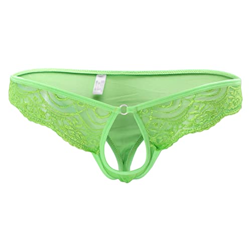 JEShifangjiusu Sissy Lace Panties For Men Floral Mesh Open Front Thongs G-String Sexy Silk Lace Bikini Briefs Gay Underwear - Main Image