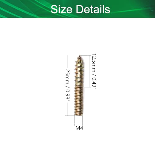 Image of Double Headed Hanger Bolts M4x25mm Carbon Steel Self-Tapping Screw for Pet Furniture, Outdoor Furniture, Household Furniture,Bronze 50PCS