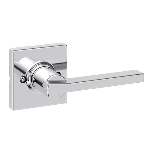 Image of Kwikset Casey Dummy Door Handle, Single Sided Lever for Closets, French Double Doors, and Pantry, Polished Chrome Non-Turning Reversible Interior Push /Pull Lever