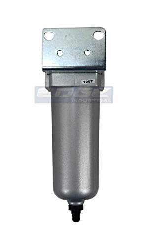 Heavy Duty Industrial Rated High Flow Particulate Filter, In-Line Water Trap For Compressed Air Line Systems, 5 Micron With Metal Bowl And Auto Drain (3/4" Npt, 5Oz) #TOP4