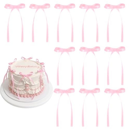 30 Pack Bow Cake Toppers Pink Ribbon Bows for Cake Back to School Decor by NatNarr - Used condition - US$5.04