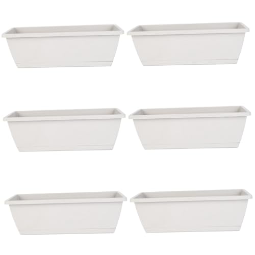 Fioriera box 6pcs fioriera ventilata con fioriera rettangolo PP di drenaggio con vassoio 16.9x7.1x6.3in per il giardino da finestro del balcone, scatole di finestre grigio chiaro