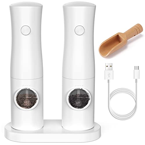 Arcselong Electric Salt And Pepper Grinder Set With Type-C Rechargeable Base, No Battery Needed, Adjustable Coarseness Electronic Spice Mill Shakers Salt And Pepper Shakers Refillable #TOP9