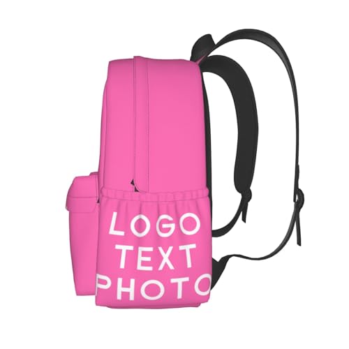 Personalized Backpacks For Women Men Design Your Own Work Travel Laptop Bag Laptop Bag Customized Travel Computer Zipper Bookbag,Hot Pink-0163
