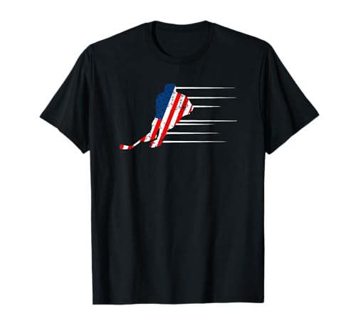 American Flag Ice Hockey Sport Gift 4th Of July T-Shirt T-Shirt