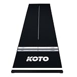 KOTO - Oche Carpet Checkout Darts Mat Black 285 x 80 cm + Oche Incl. Score Indicator, Non Slip Carpet Dart Mat, Professional Dart Mat, PRedect Floor & Darts