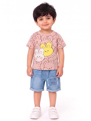 Image of Krishn Creations Kids Clothes for Boys | Cotton Printed Half Sleeve T-shirt and Shorts Baby Boy Dress | Casual Wear Kids Clothes