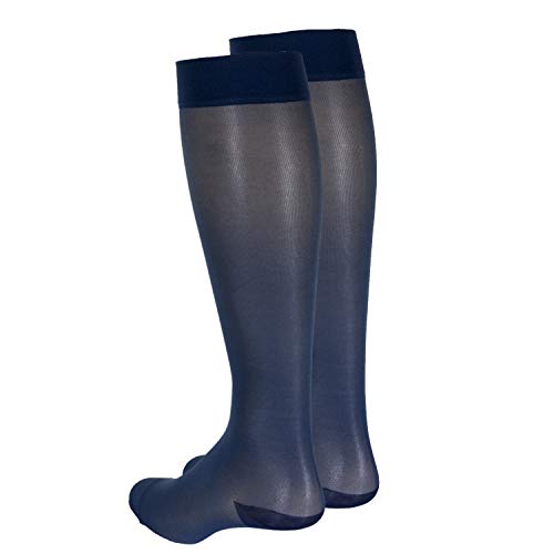Image of Truform Sheer Compression Stockings, 15-20 mmHg, Women's Knee High Length, 20 Denier, Blue, 2X-Large
