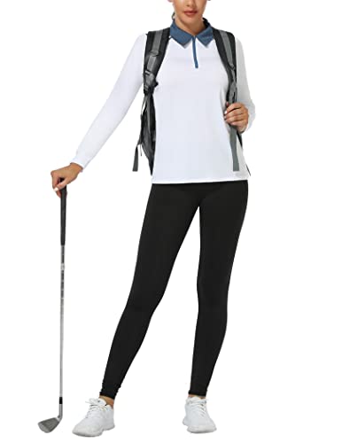 Pinspark Polo Shirt For Women Long Sleeve Golf Polo Shirts Lightweight Quick Dry Athletic Tennis Sports Pullover Polo Tops Navy Blue #TOP3