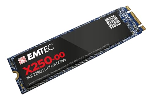 EMTEC - Disque Dur SSD Interne M.2 2280 SATA - Collection X250 Power Plus - 3D NAND - 512Go - 10x Plus Rapide qu’un Disque Dur Classique - Ultra-Performant
