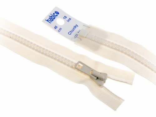 22" 56cm Vislon YKK Open End Chunky Extra Strong Zips Cream - per Single Zip