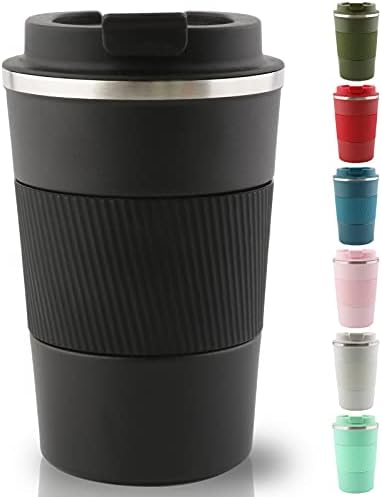 WUYOR Travel Mug 13oz/380ml Insulated Coffee Cup Double Walled Vacuum Insulation Stainless Steel for Hot & Cold Water Coffee and Tea(Black)