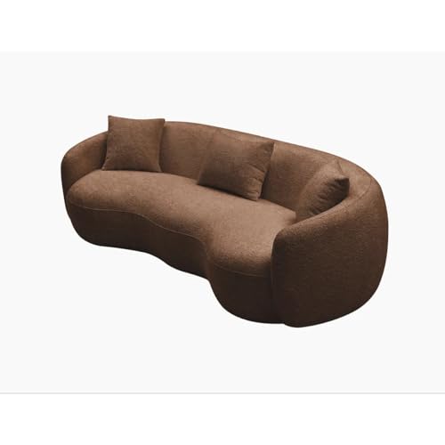 Image of LEGACY OF COMFORT Yazgur 85'' Mid-Century Modern Curved Living Room Sofa, 3-Seat Fabric Couch for Living Room, Office, Apartment (Brown)