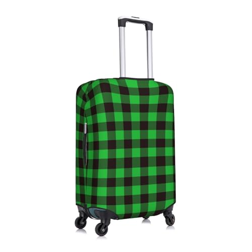 Buffalo Plaid Green Black Print Luggage Cover Elasticated Suitcase Covers TSA Approved Stylish Scratch Washable Resistant Case Protector for Kids and Adults3