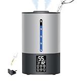 5L Humidifiers for Bedroom and Plants, Ultrasonic Cool Mist Humidifier for Baby home Mist Top Fill Desk Humidifier Essential Oil Diffuser, Quiet Humidifiers with Adjustable Mist,360°Nozzle-Gray