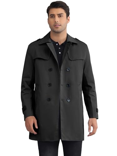 Image of Lars Amadeus Black Trench Coat for Men
