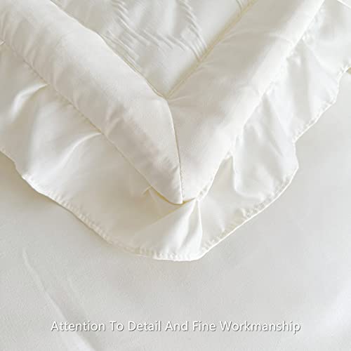 Aikasy Boho Toddler Bedding Set With Jacquard Plush And Ruffled Fringe - Comforter, Flat Sheet, Fitted Sheet, And Pillowcase - Suitable For Boys And Girls - White #TOP4