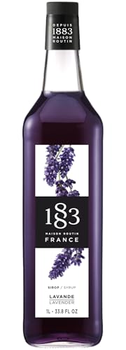 1883 Maison Routin Premium Lavender Syrup - Flavoured Coffee Syrup Cocktails Mocktails Iced Tea Great Sugar Alternative Vegan-Friendly Allergen-Free 1L Glass Bottle