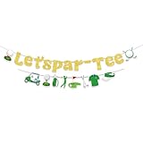 Let’s Par-Tee Bannière, Bannière d’Anniversaire Thème Golf Pré-Assemblée Pailletée Suspendue Décorations d’Anniversaire Golfeur Décoration Fête Retraite pour Amoureux Sport Accessoires Photo