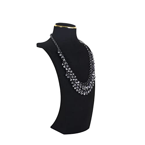 GemeShou Supports d'exposition de colliers noir, organisateur de rangement de colliers en velours, support en forme de buste for mannequin de collier pour...