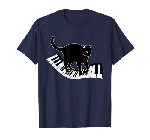 Divertido Piano Llaves Regalo Hombres Mujeres Lindo Gato En Piano Teclado Camiseta