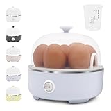 ゆで卵メーカー 自動 最大7個 レンジ不要 固さ調節可能 電熱式 ゆで卵器 メーカー ゆで卵調理器 蒸し器 とろとろ卵 半熟卵 固ゆで卵 ゆでたまご ゆで玉子 煮卵 時短 調理家電 簡単 ブルー くすみカラー パステルカラー