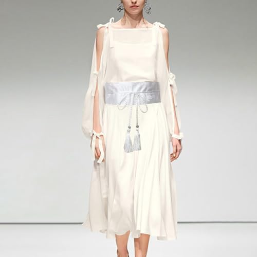 Chinese Tie Belt Ancient Clothing Waistband With Tassels Wide Tie Belt With Chinese Painting Flower Pattern4