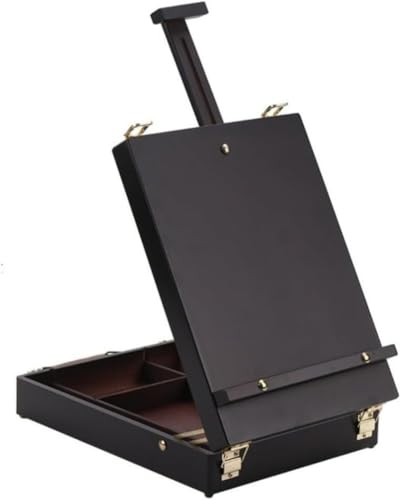 丸みを帯びた油絵ボックスポータブルデスクトップ収納ボックススケッチアクリルイーゼル木製ポータブル (B)