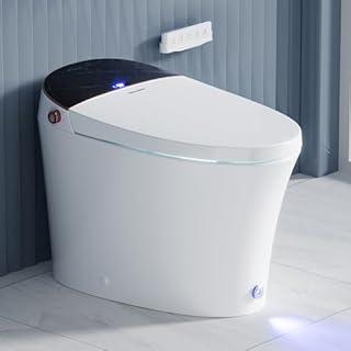 Casta Diva Smart Toilet with Bidet Built in, Auto Open/Close, Foam Shield, 1000g MaP Flush, Heated Seat, Foot Kick & Blackout Flush, Bidet Toilet with Night Light for Bathrooms