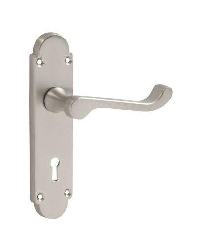 Golden Grace Victorian Scroll Lever Lock Door Handle, Satin Chrome โ image 1