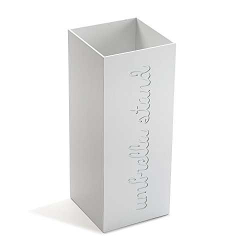 Versa 16710560 Paragüero blanco metal, 48,5x22x22cm, Soporte paraguas/bastones