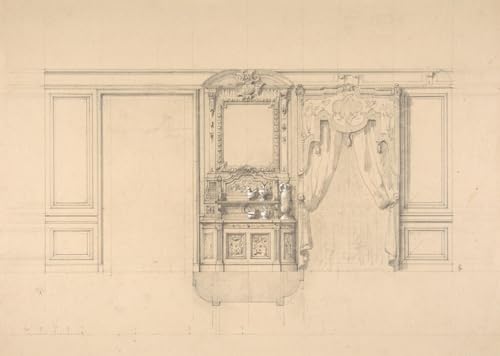 Elevation of a dining room with a carved buffet and window draperies (19th Century) Poster Print by Jules-Edmond-Charles Lachaise (24 x 36)