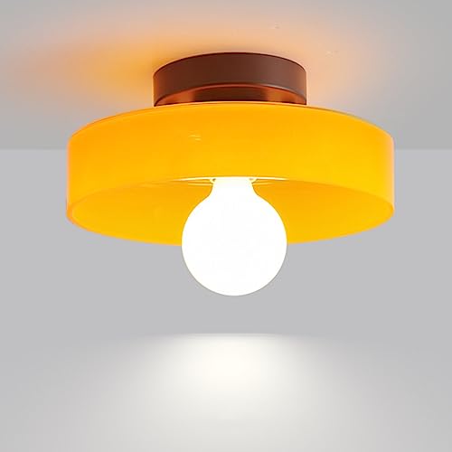 Plafonnier du milieu siècle en verre rétro orange pour salle à manger et allée maison