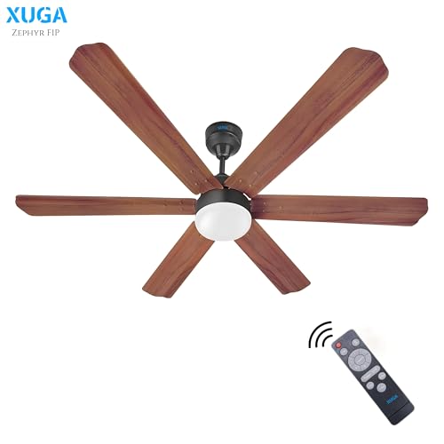 Image of XUGA Zephyr F1P Premium Smart 1200mm, BEE 5-star BLDC fan,6 Blade,Remote Ceiling fan for Home, 100% Copper Motor,Energy Saving, High Air Delivery,LED, Dark Wooden (5 Year Warranty)