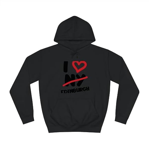 I Love Edinburgh zwarte hoodie, uniseks hoodie, grijze hoodie, katoenen hoodie, grijze hoodie, grijze hoodie, S, zwart, Zwart, S