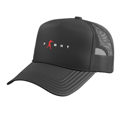 Fight Boxing Ring Trucker Hat with Mesh Back, Black
