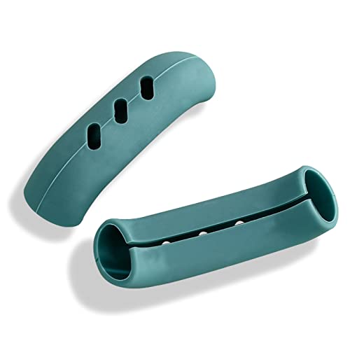 2Pcs Silicone Assist Handle Holder Grip, Cast Iron Skillet Handle Covers Heat Resistant, Non Slip Pot Grip Handle Sleeve, Hot Handle Holder Wok for Frying Pans Griddles, 3'' (Green)