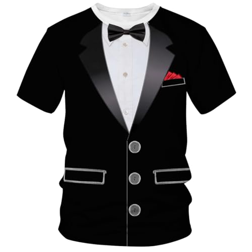 Blissboy Funny Tuxedo Graphic T-Shirt Novelty Short Sleeve Crewneck Shirt