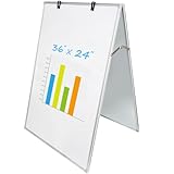 JILoffice Dry Erase Board, Magnetic White Board 36 X 24 Inch, Double Sided Whiteboard Easel, Silver Aluminum Frame with Two Flipchart Hooks for Office Home and School