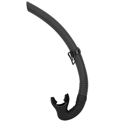 Full Wet Silicone Scuba Diving Snorkeling Breathing Tube Folding Swimming Snorkel Tube with Plastic Buckle Training Professional Antileak Diver Gear Accessory Adult Youth (Black)