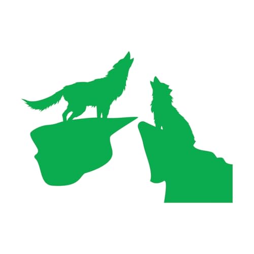 Vinyl Wall Decals Night Couple Wolfs Howl Predator Animal 34x47.4cm Wall beautification Green