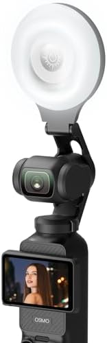AMAZEAR LED Video Fill Light for DJI OSMO Pocket 3 Accessories Auto-Follow Gimbal Selfie Vlog Auxiliary Lighting, CRI≥95, 3-Color Temp 2500-9000K Brightness Adjustable, 2W USB-C, Black
