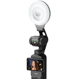 AMAZEAR LED Video Vullicht voor DJI OSMO Pocket 3 Accessoires Auto-Follow Gimbal Selfie Vlog Auxiliary Verlichting, CRI≥95, 3-Kleur Temp 2500-9000K Helderheid Verstelbaar, 2W USB-C, Zwart