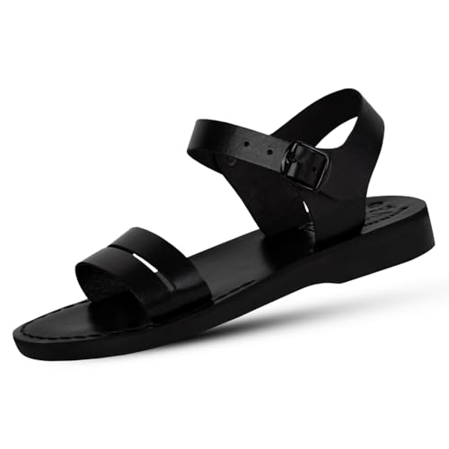 Image of Holy Land Market Men /Women Biblical Jesus Leather Sandals /Slides From Jerusalem (Samaria Style I)