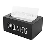 zoocatia Laundry Room Decor Dryer Sheet Container Wood Detergent Dispenser Organization and Storage Box Holder for Laundry Pods, Dryer Balls, Black