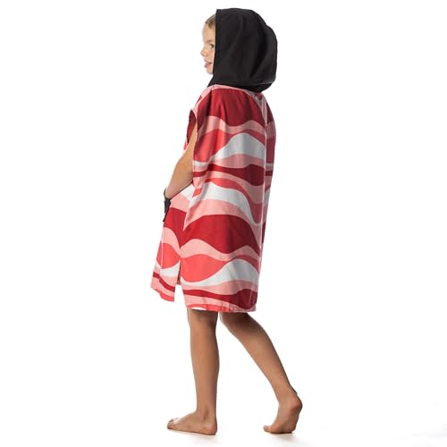 Image of Flow Changing Poncho for Kids - Microfiber Hooded Swim Towel Poncho for Boys & Girls, Perfect for Beach, Pool, or Swim - Quick Dry, Absorbent, Light Weight, and Easy to Pack (Pinkwave, Small)