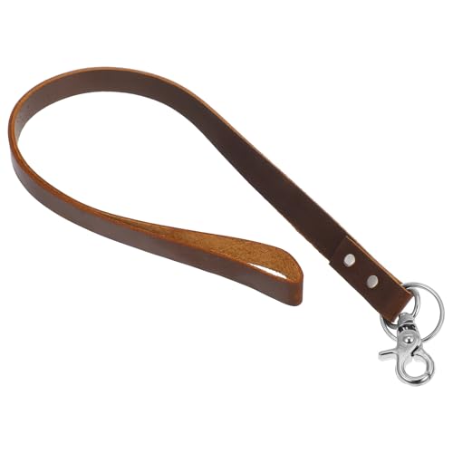 Lanyard de cuero PU marrón Alipis con enganche de aleación de zinc de alta calidad