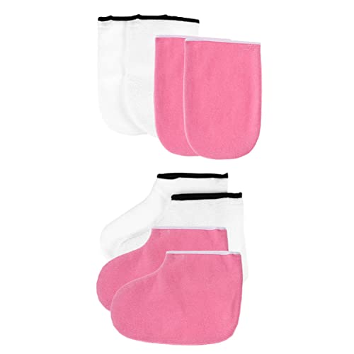 TOPPERFUN 2sets Cover Per Terapia Con Cera Mani e Piedi Guanti e Calzini Resistenti Per Conservazione Calore Adatti Tutte Le Facili Da Pulire Per Spa e Cura Manicure e Pedicure