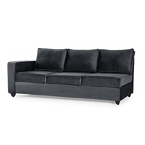 Image of Wakefit Sofa Set | 3 Year Warranty | Sofa 3 Seater, 3 Seater Sofa for Living Room, Wooden Sofa Set, 3 Seater + Right Aligned, Sofa for Living Room - Napper(Fabric-Velvet : Space Grey)